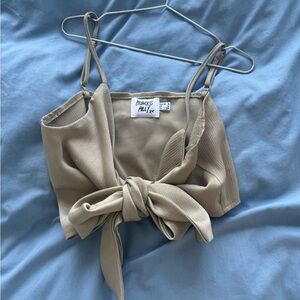 Princess Polly Green Tie-Front Crop Top